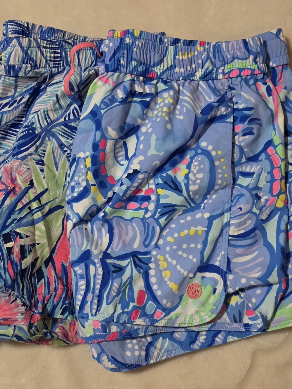 Lilly Pulitzer Blue Tropical Print Athletic Shorts